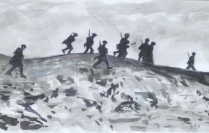 dessin soldats front